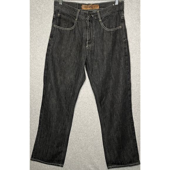 Southpole Premium jeans Y2K Embroidered pocket black denim hip hop wide leg 34 - Picture 1 of 12